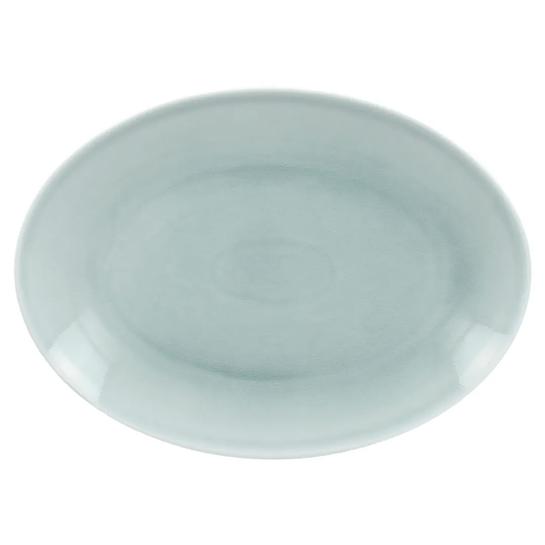 RAK Porcelain VNNNOP36BL Oval Platter 14" x 10" Blue Porcelain Lead-Free Microwave Safe - 6/Case