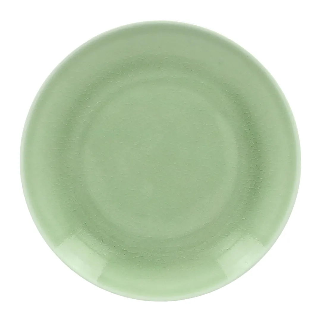 RAK Porcelain VNNNPR18GR Round Plate 7" Flat Coupe Rim Green Crackle Porcelain - 24/Case