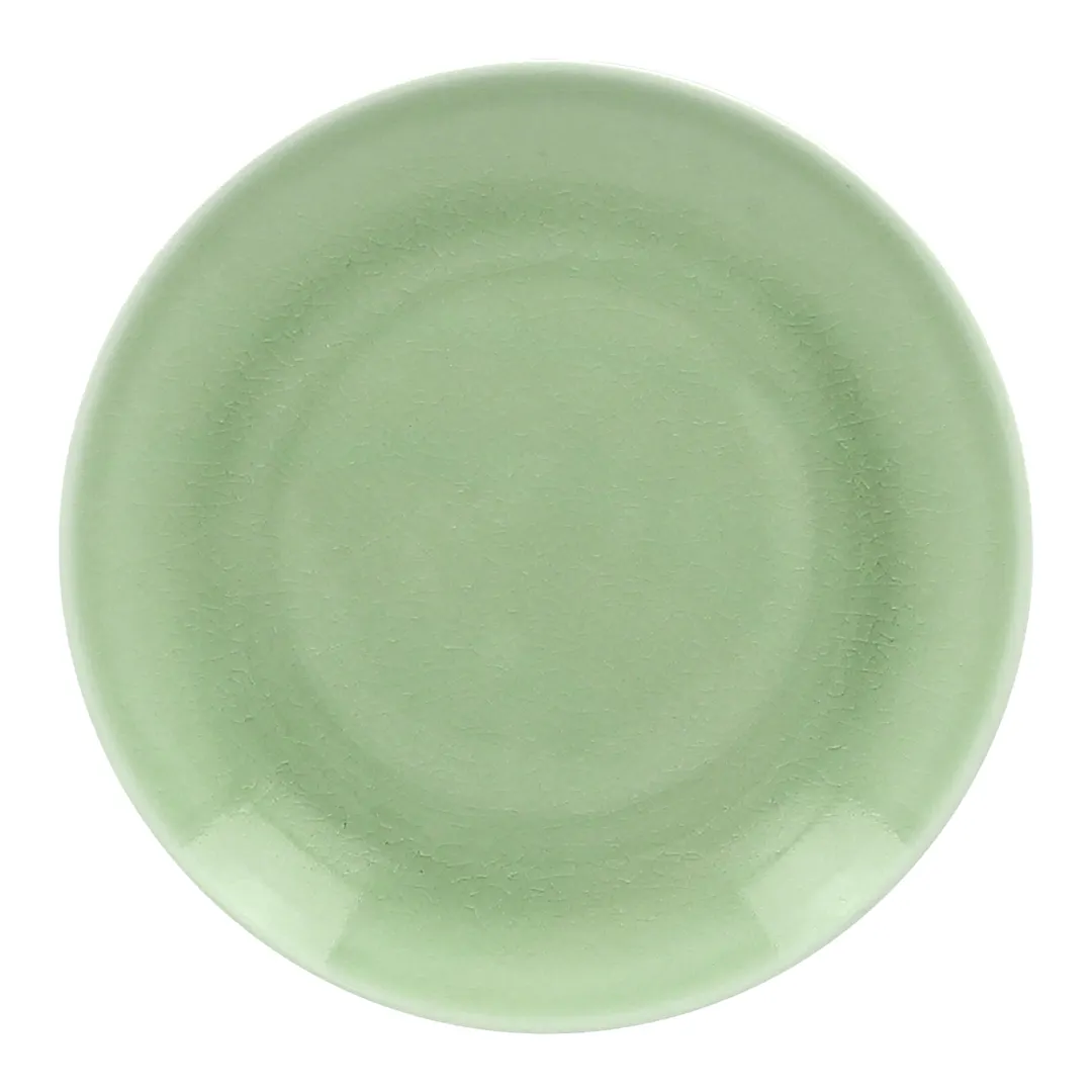 RAK Porcelain VNNNPR31GR Round Plate 12.2" Green Porcelain Flat Coupe Rim Microwave Safe - 6/Case