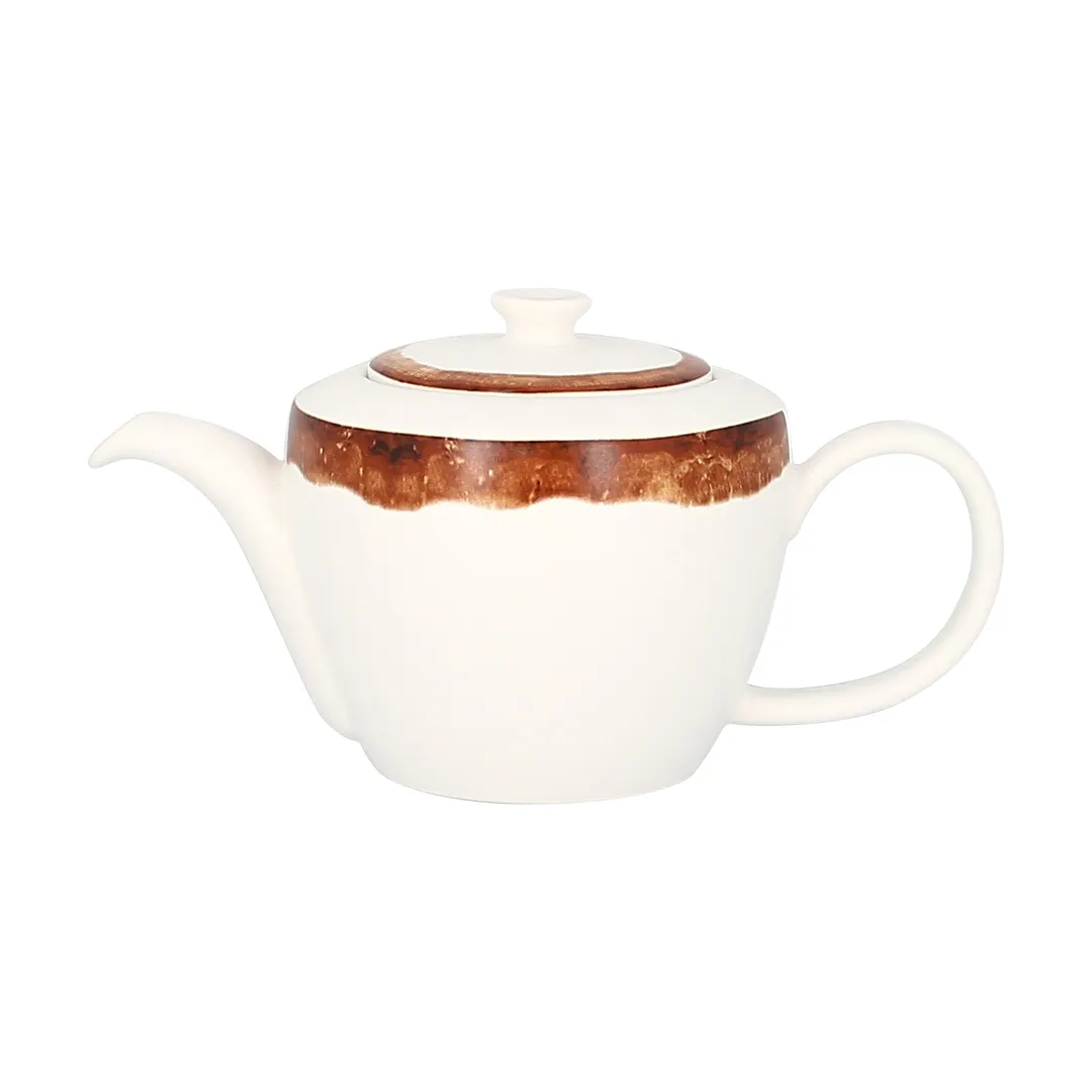 RAK Porcelain WDCLTP40TB - Tea Pot, 13.5 oz, Brown Porcelain, Lead‑Free, Lid, Dishwasher Safe - Case