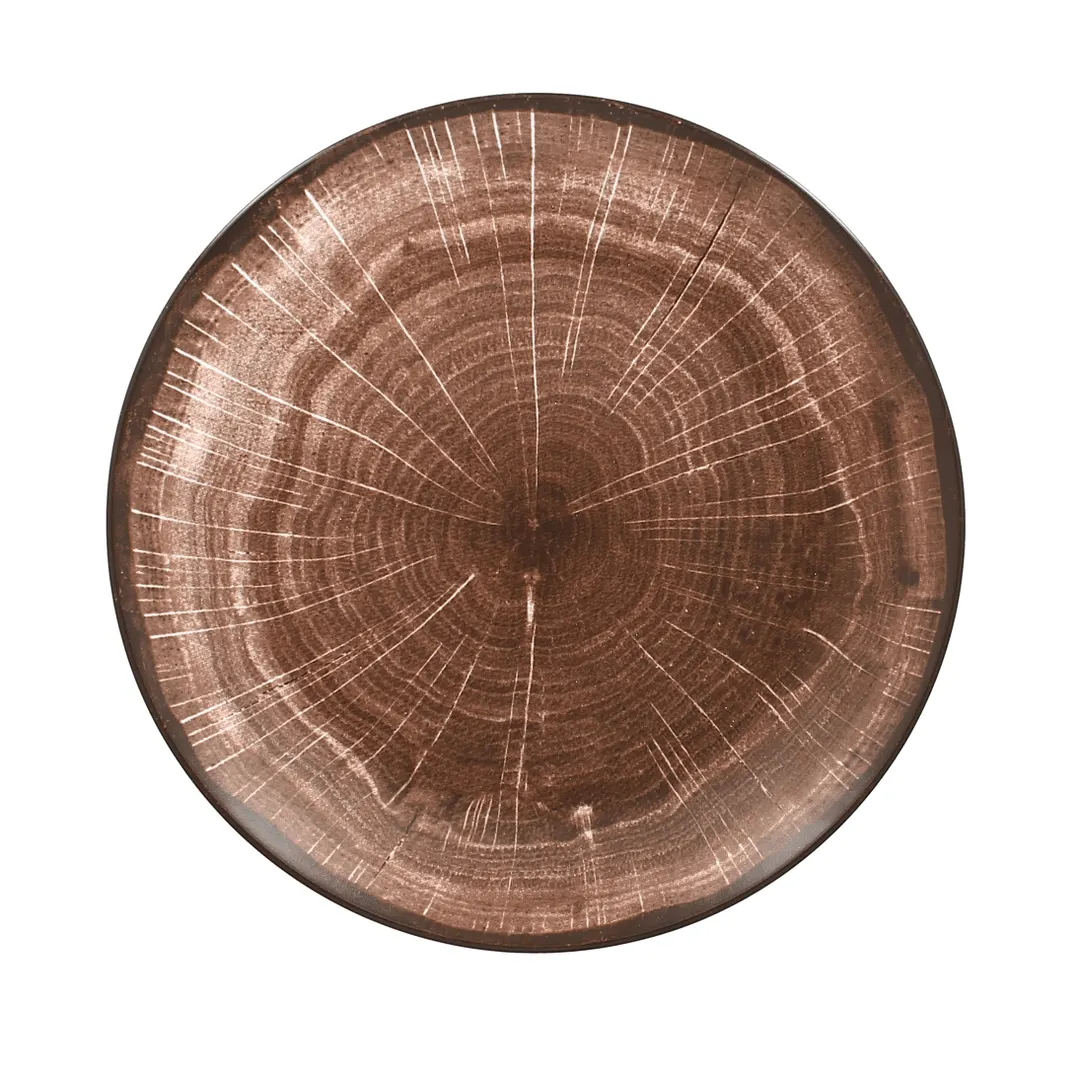 RAK Porcelain WDNNPR29OB Wood Art Round Plate 11½" Flat Coupe Rim Oak Brown Porcelain Safe - 12/Case
