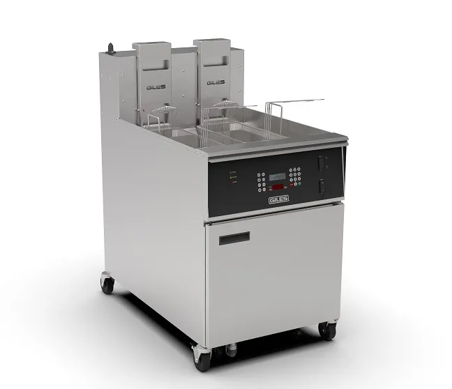 Giles EOF-24 SINGLE 24" Floor Model Full Pot Electric Deep Fryer, 170 Ibs, Built-in Filter