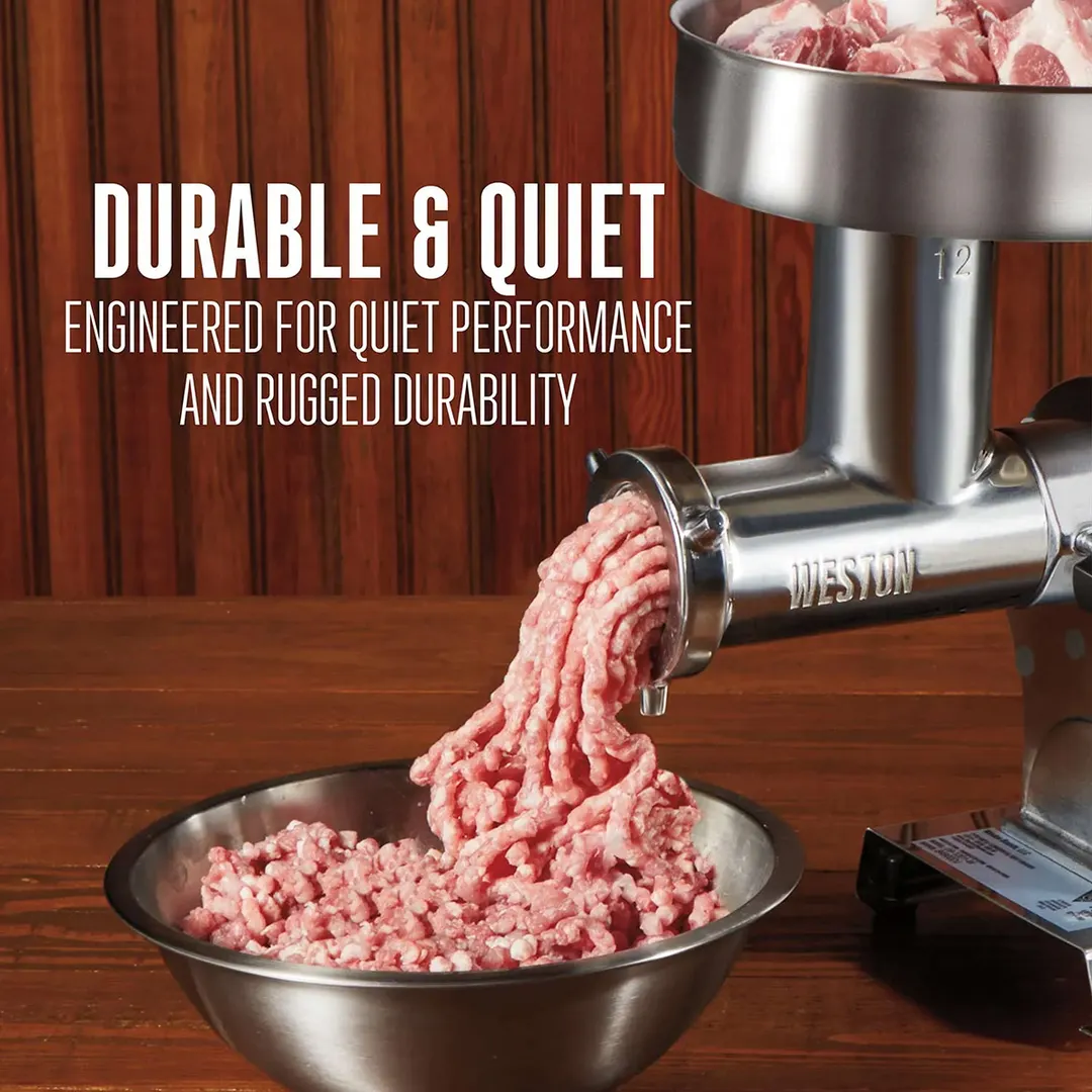 Hamilton Beach 09-1201-W Meat Grinder, 3/4 HP, #12 Hub, 360-540 lbs/hr, 4.5mm & 7mm Stainless Steel Plates, 560W 120V