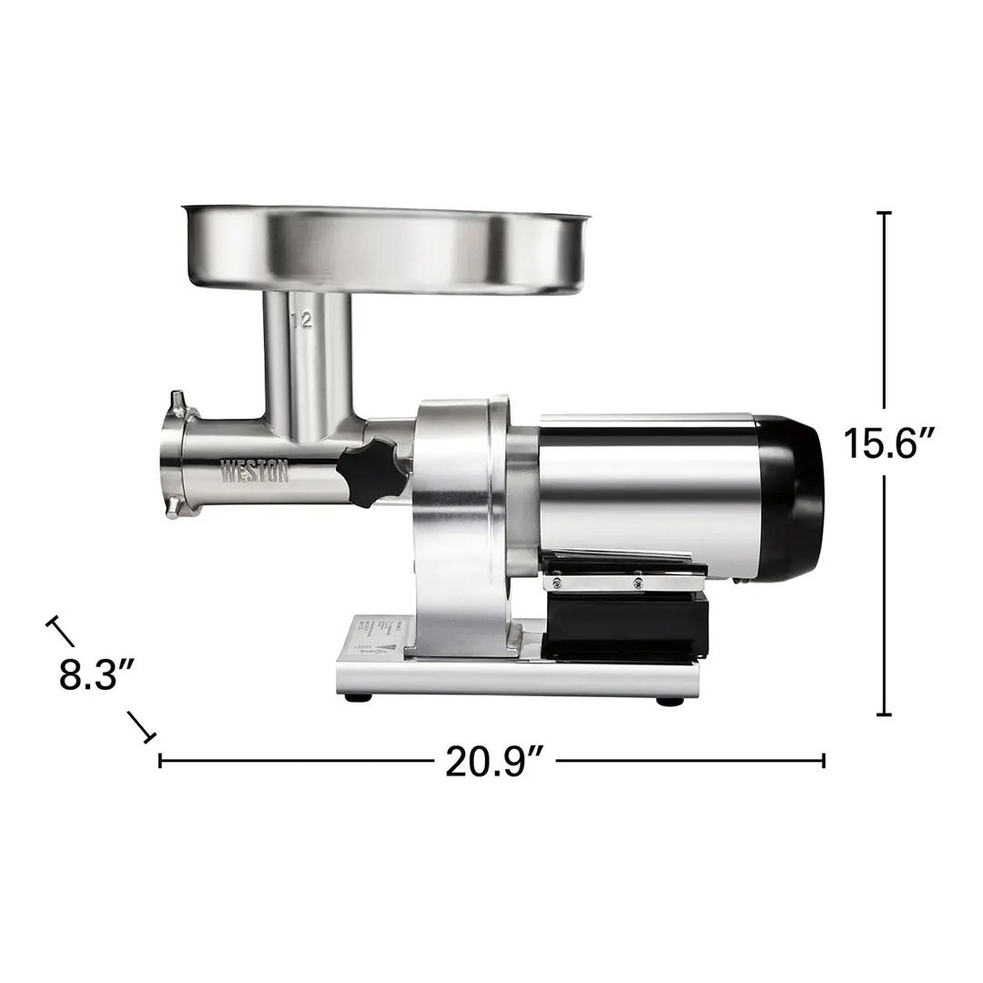 Hamilton Beach 09-1201-W Meat Grinder, 3/4 HP, #12 Hub, 360-540 lbs/hr, 4.5mm & 7mm Stainless Steel Plates, 560W 120V