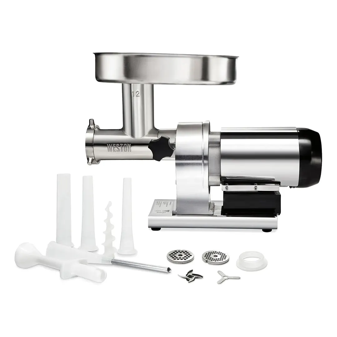 Hamilton Beach 09-1201-W Meat Grinder, 3/4 HP, #12 Hub, 360-540 lbs/hr, 4.5mm & 7mm Stainless Steel Plates, 560W 120V