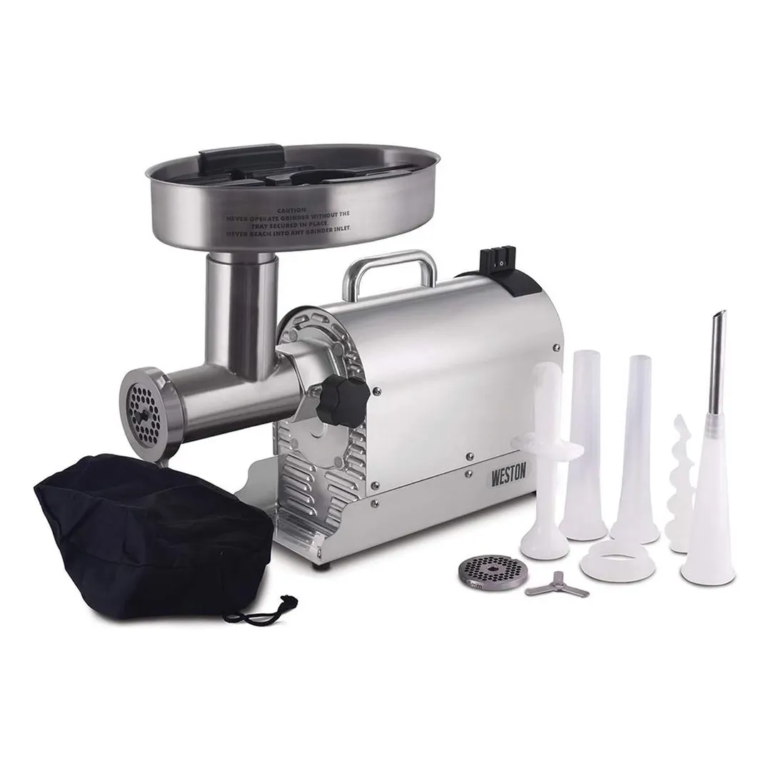 Hamilton Beach 10-1201-W Meat Grinder, #12 Hub, 1 HP 750W, 4.5mm/7mm Plates, 6-9 lbs/min, 360-540 lbs/hr