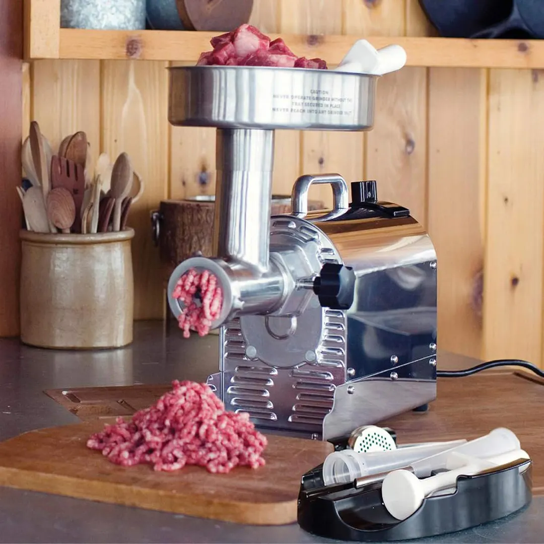 Hamilton Beach 10-1201-W Meat Grinder, #12 Hub, 1 HP 750W, 4.5mm/7mm Plates, 6-9 lbs/min, 360-540 lbs/hr