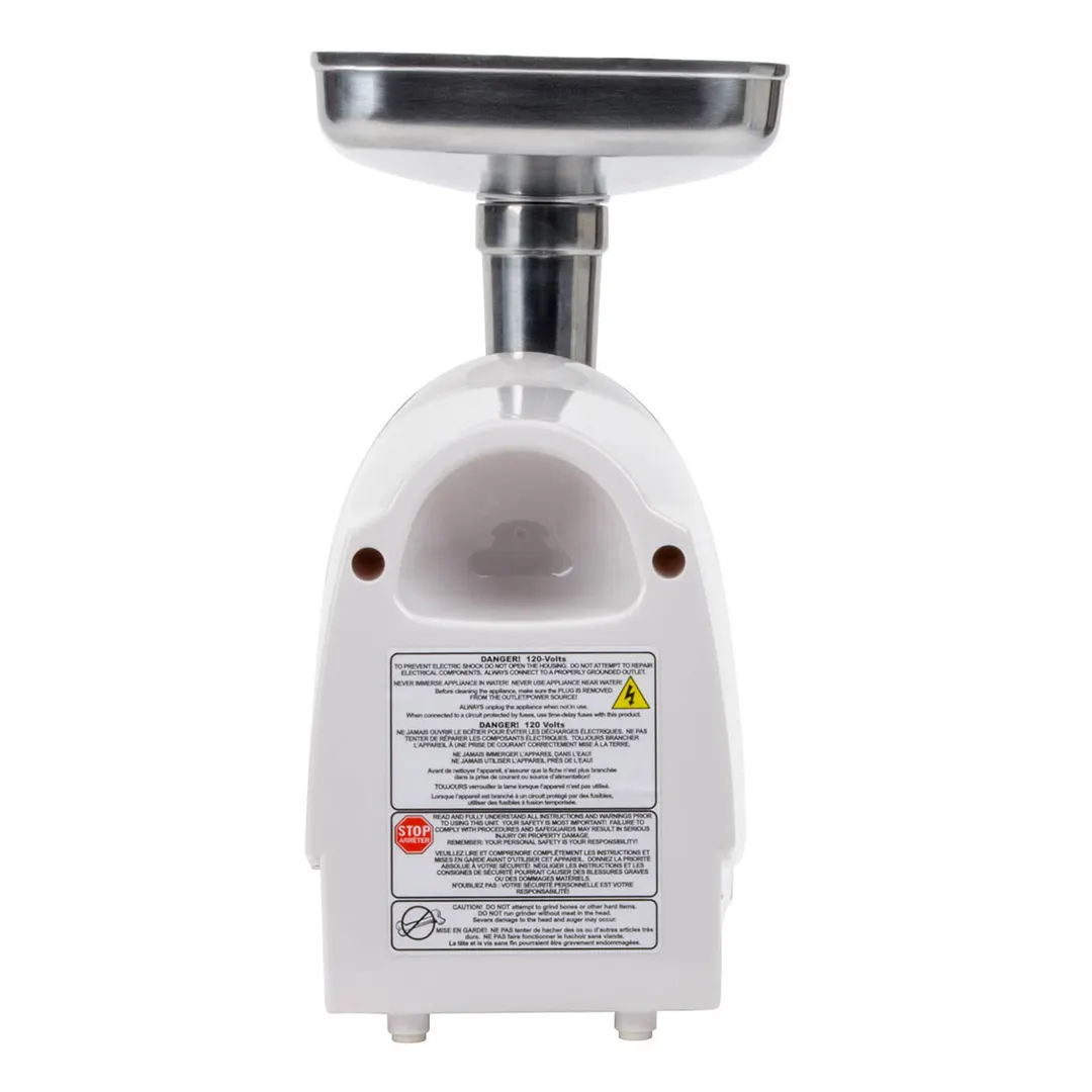 Hamilton Beach 33-0201-W Meat Grinder, 3/4 HP, 120-180 lbs/hr, #8 Hub, 3mm/5mm/7mm Stainless Plates, 575W, 120V