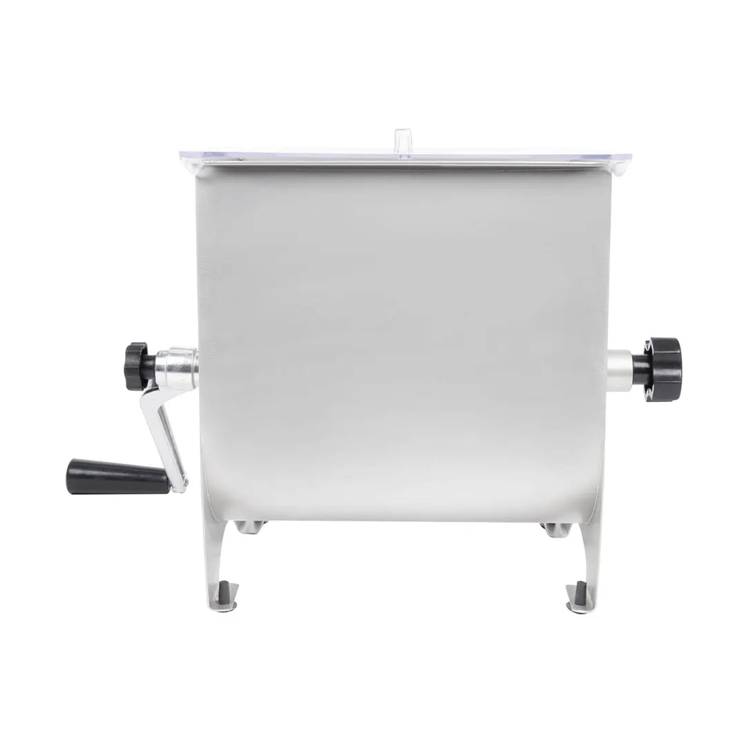 Hamilton Beach 36-1901-W Weston Manual Meat Mixer, 20 lb Capacity, Stainless Steel, 14.25" Width, Removable Paddles, Clear Plastic Cover