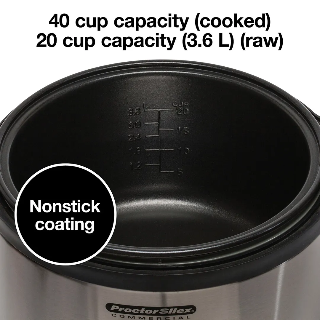 Hamilton Beach 37540 Proctor Silex Commercial Rice Cooker/Warmer, 40 Cups, 120V, 1250W