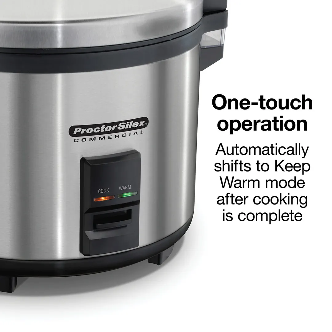 Hamilton Beach 37560R Proctor Silex Commercial Rice Cooker/Warmer, 60 Cups, 120V, 1550W