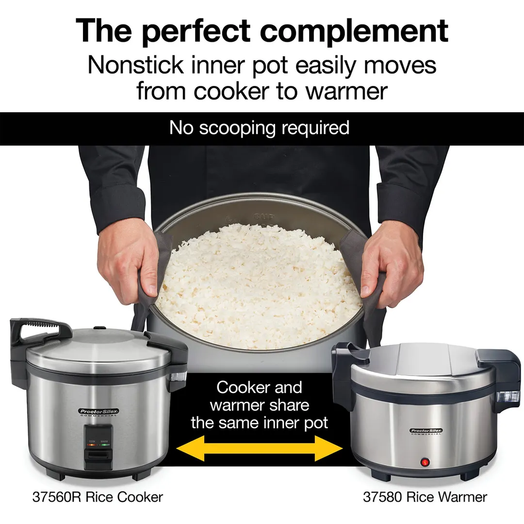 Hamilton Beach 37560R Proctor Silex Commercial Rice Cooker/Warmer, 60 Cups, 120V, 1550W