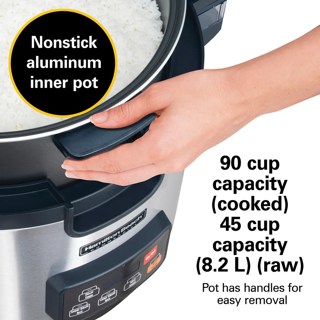 Hamilton Beach 37590 Proctor Silex Commercial Rice Cooker/Warmer, 90 Cups, 240V, 2500W