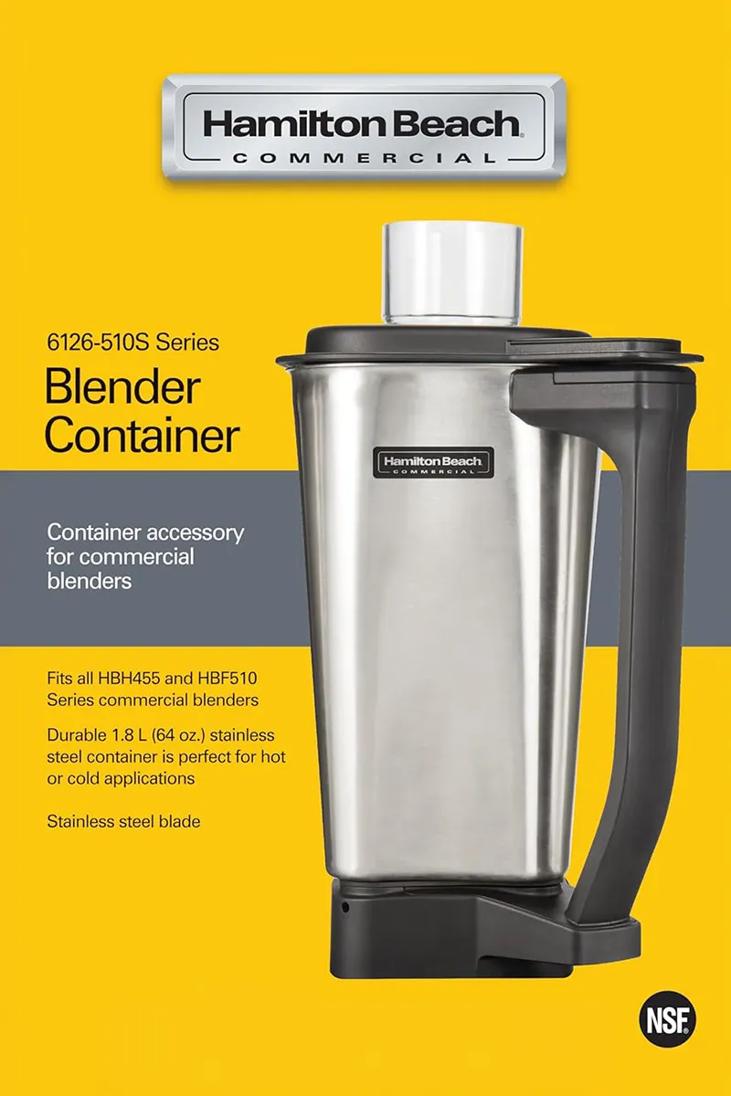 Hamilton Beach 6126-510S-CE (International) Blender Container, 64 Oz., with Lid