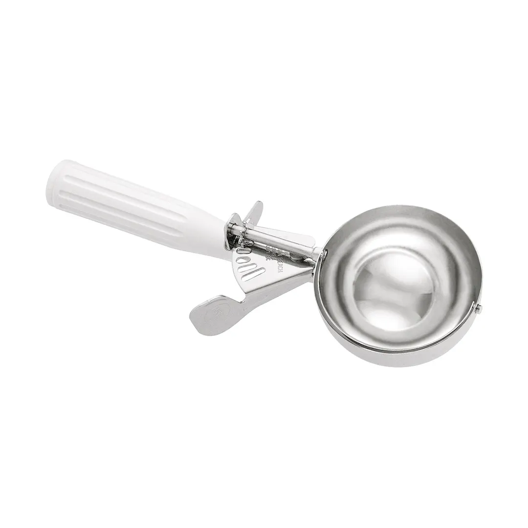 Hamilton Beach 78-06 Ice Cream Disher #6, 4-5 oz, Thumb-Press Steel Bowl, White Handle, NSF