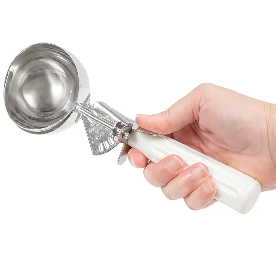Hamilton Beach 78-06 Ice Cream Disher #6, 4-5 oz, Thumb-Press Steel Bowl, White Handle, NSF