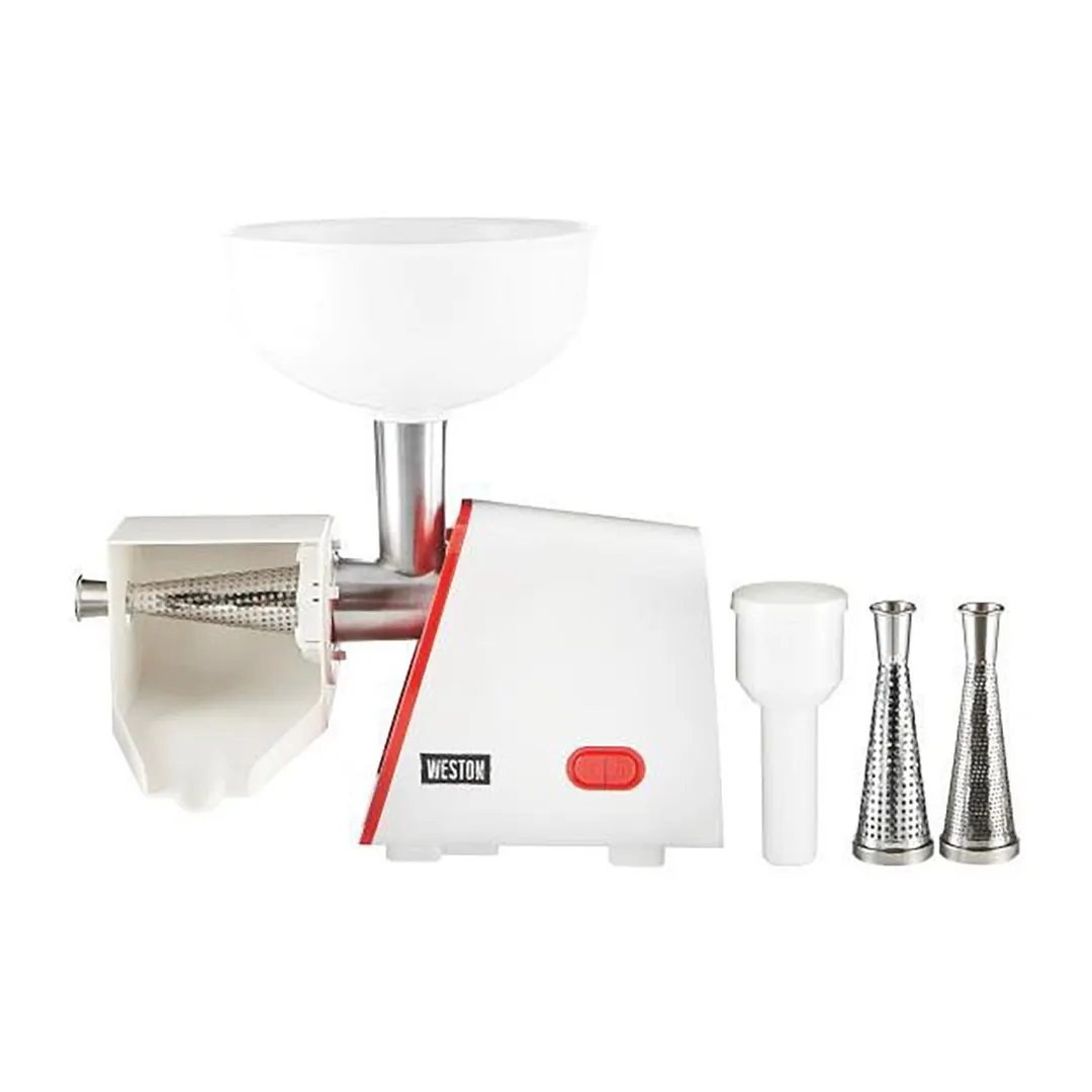 Hamilton Beach 82-0250-W Electric Tomato Strainer, 1‑Gal, 250W, 120V/60Hz, Forward/Reverse, 3 Sizes