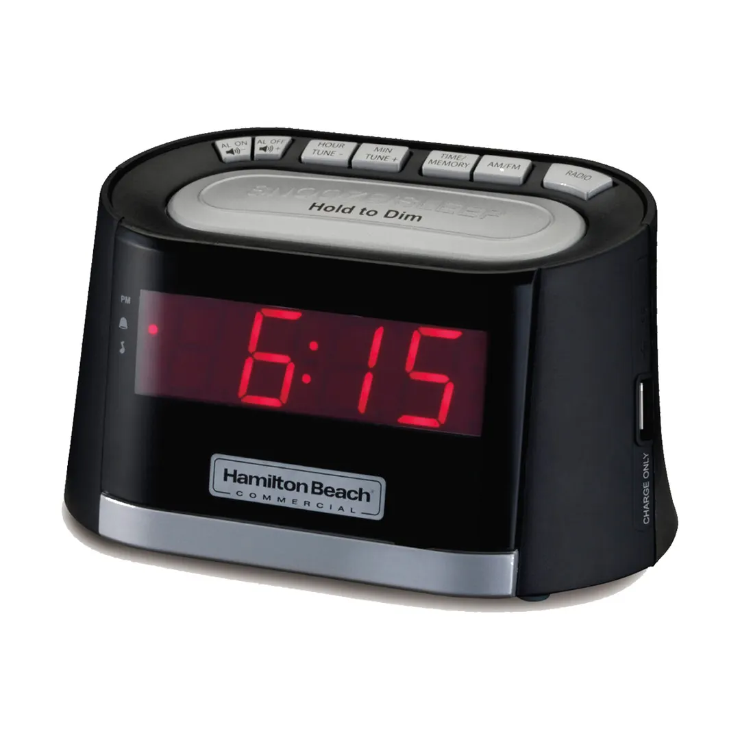 Hamilton Beach HCR410 Clock Radio, .9" LED Display, AM/FM, Alarm, USB, 120V 10W, 1‑Year Warranty