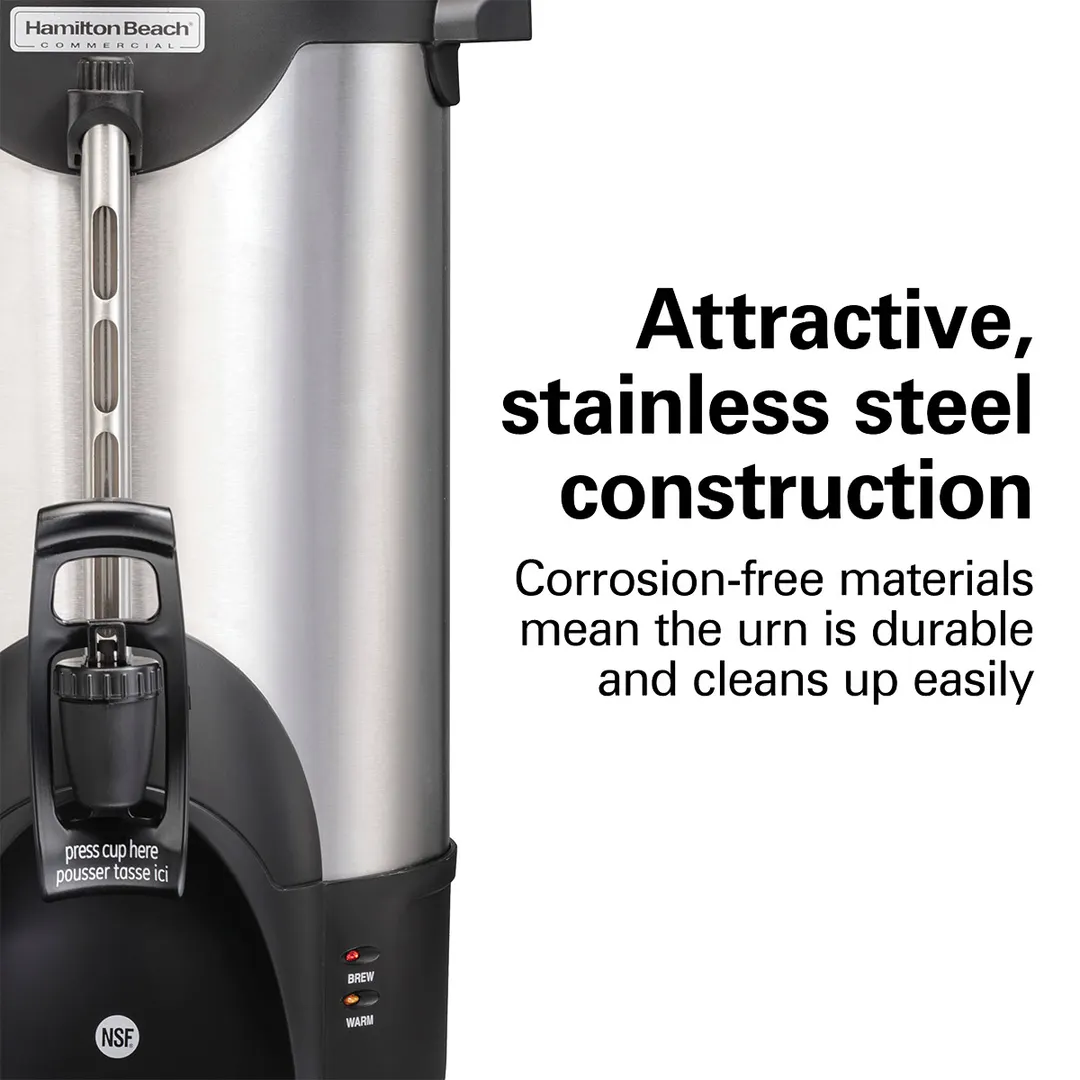 Hamilton Beach HCU040S - Coffee Urn, 40 Cup Capacity, Double Wall Insulation, 1.44kW - 120V