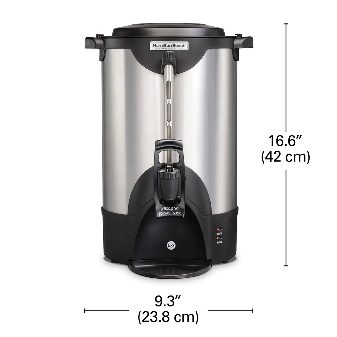 Hamilton Beach HCU040S - Coffee Urn, 40 Cup Capacity, Double Wall Insulation, 1.44kW - 120V