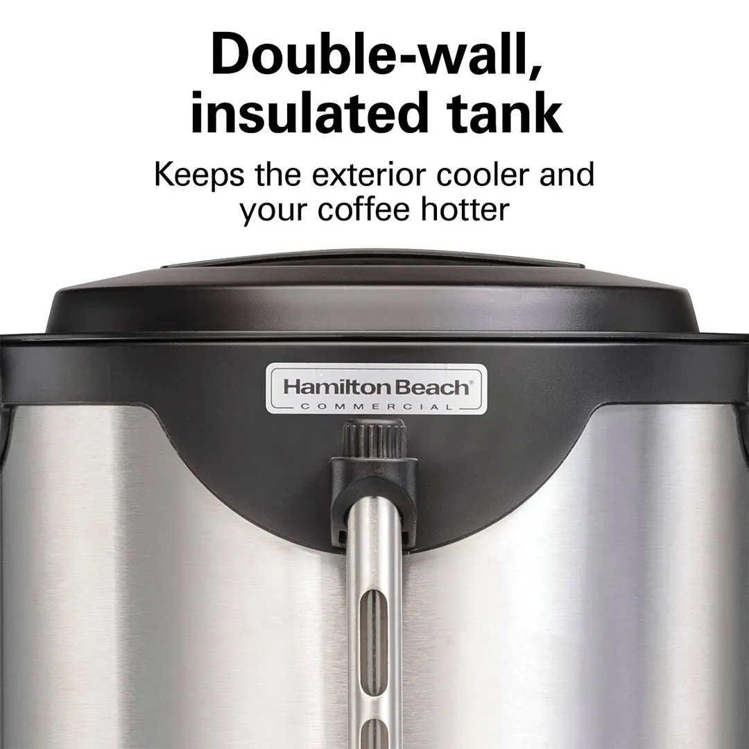 Hamilton Beach HCU040S - Coffee Urn, 40 Cup Capacity, Double Wall Insulation, 1.44kW - 120V