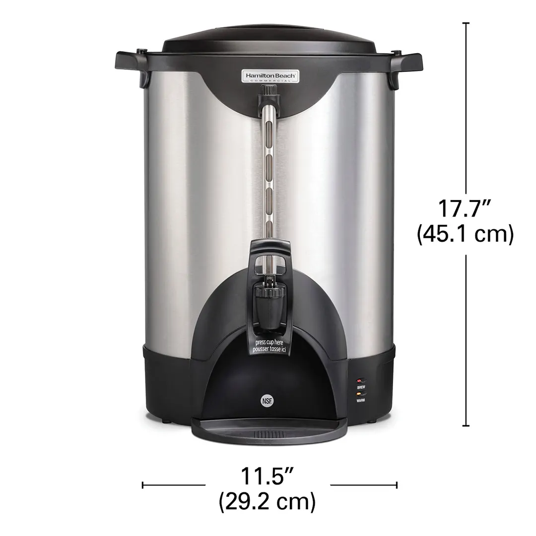 Hamilton Beach HCU075S Coffee Urn, 75 Cup Capacity, Double Wall Insulation, 1.44kW - 120V