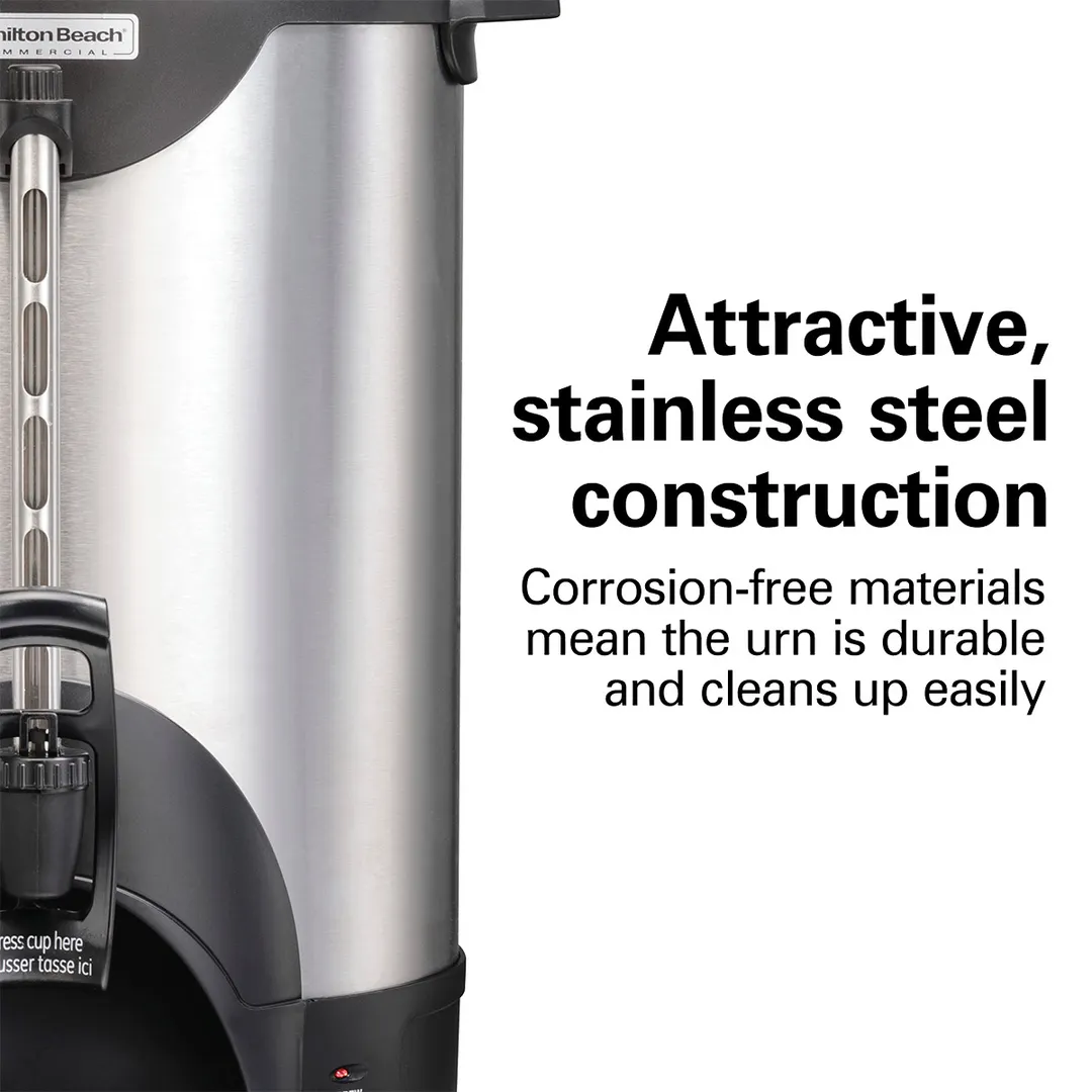 Hamilton Beach HCU075S Coffee Urn, 75 Cup Capacity, Double Wall Insulation, 1.44kW - 120V