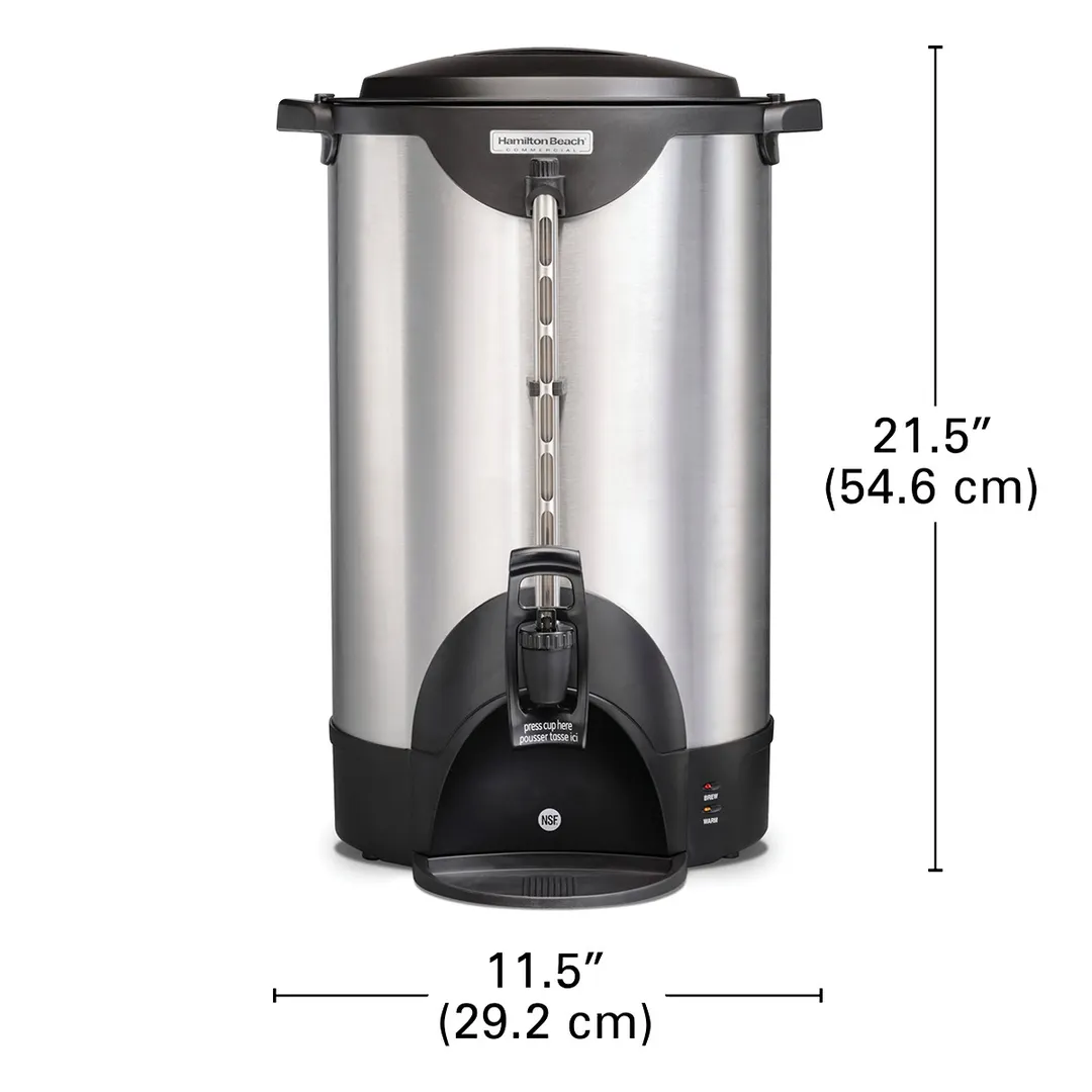 Hamilton Beach HCU100S - Coffee Urn, 100 Cup Capacity, Double Wall Insulation, 1.44kW - 120V