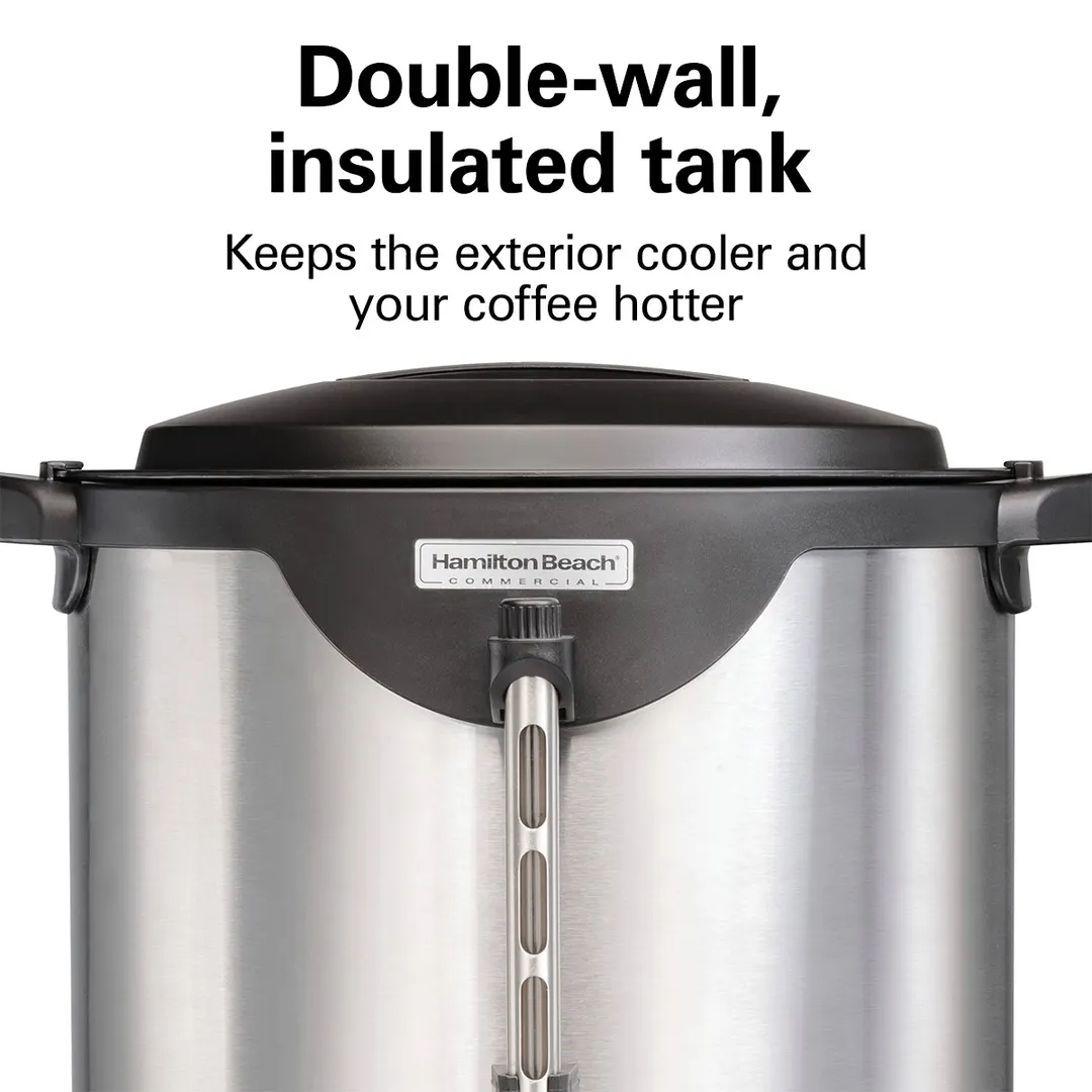 Hamilton Beach HCU100S - Coffee Urn, 100 Cup Capacity, Double Wall Insulation, 1.44kW - 120V