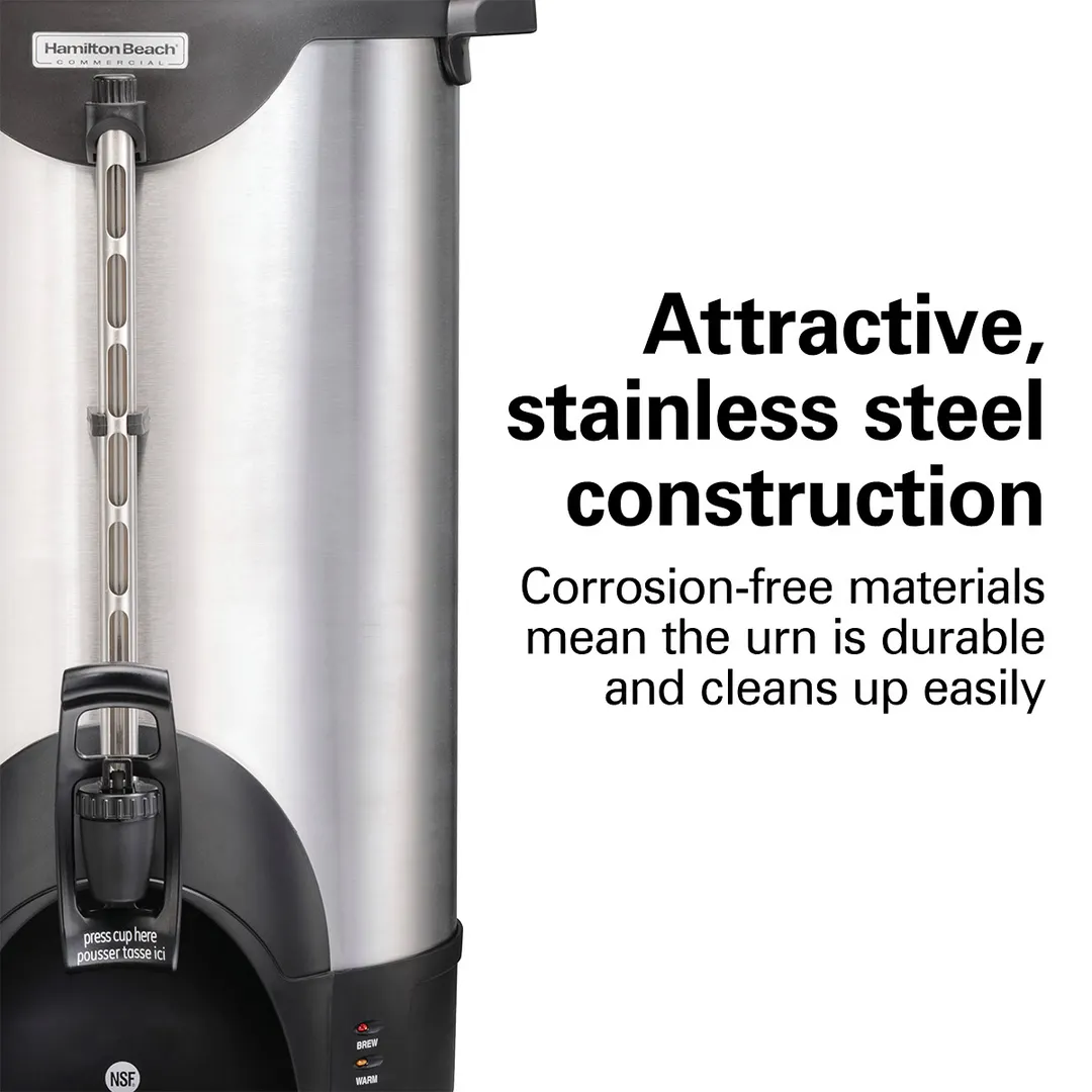 Hamilton Beach HCU100S - Coffee Urn, 100 Cup Capacity, Double Wall Insulation, 1.44kW - 120V