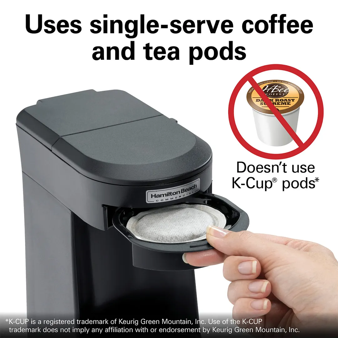 Hamilton Beach HDC200B Stainless Steel Front Loading Pod Coffee Maker, 500W/120V - Black