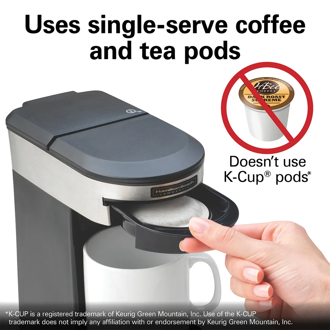 Hamilton Beach HDC200S-CA Front Loading Pod Coffee Maker, S.Steel Accents - 500W/120V