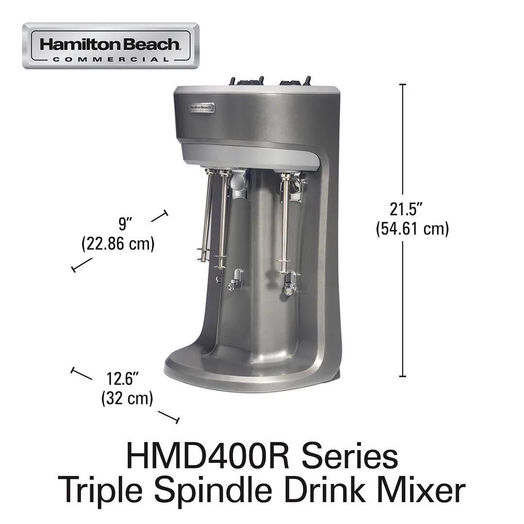 Hamilton Beach HMD400R Drink Mixer, Triple Spindle, For Soda