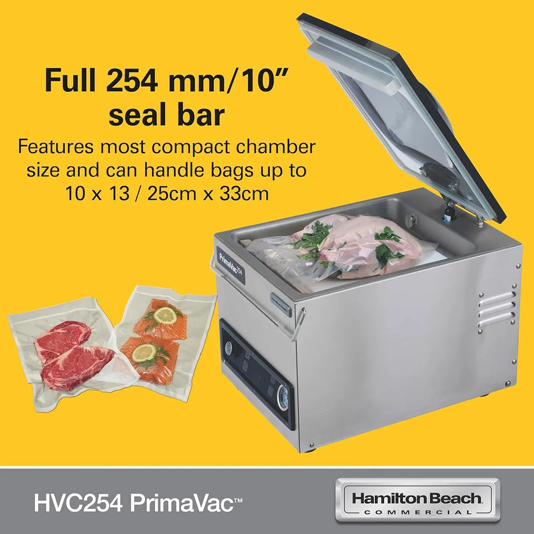Hamilton Beach HVC254-CE PrimaVac Countertop Chamber Vacuum Packaging Machine with 10" Single Seal Bar