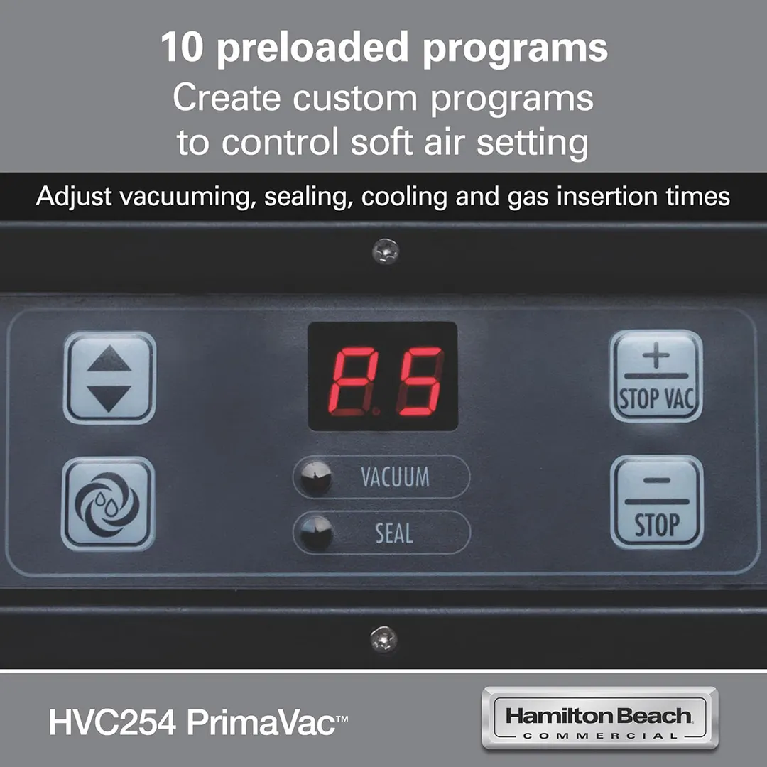 Hamilton Beach HVC254-CE PrimaVac Countertop Chamber Vacuum Packaging Machine with 10" Single Seal Bar