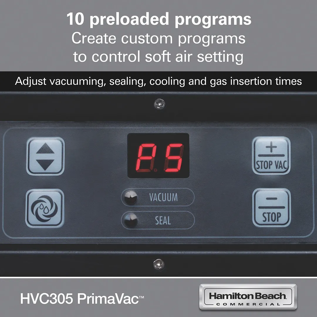 Hamilton Beach HVC305-CE PrimaVac Countertop Chamber Vacuum Packaging Machine with 12" Single Seal Bar