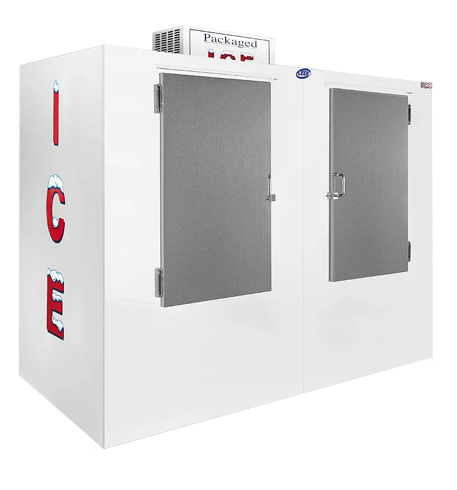 Leer Inc. 3344301 Ice Merchandiser – 155 cu ft, 96"W x 48"D x 88"H, Outdoor, Solid Steel Doors, 115V