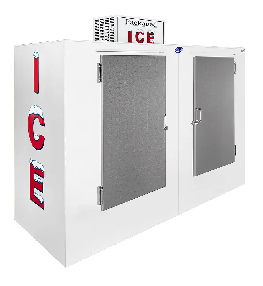 Leer 3444301 Ice Merchandiser – 100 cu ft Outdoor, 94"W×37.5"D×76.6"H, Doors, R290, 1/2 HP 115V, 16‑24°F