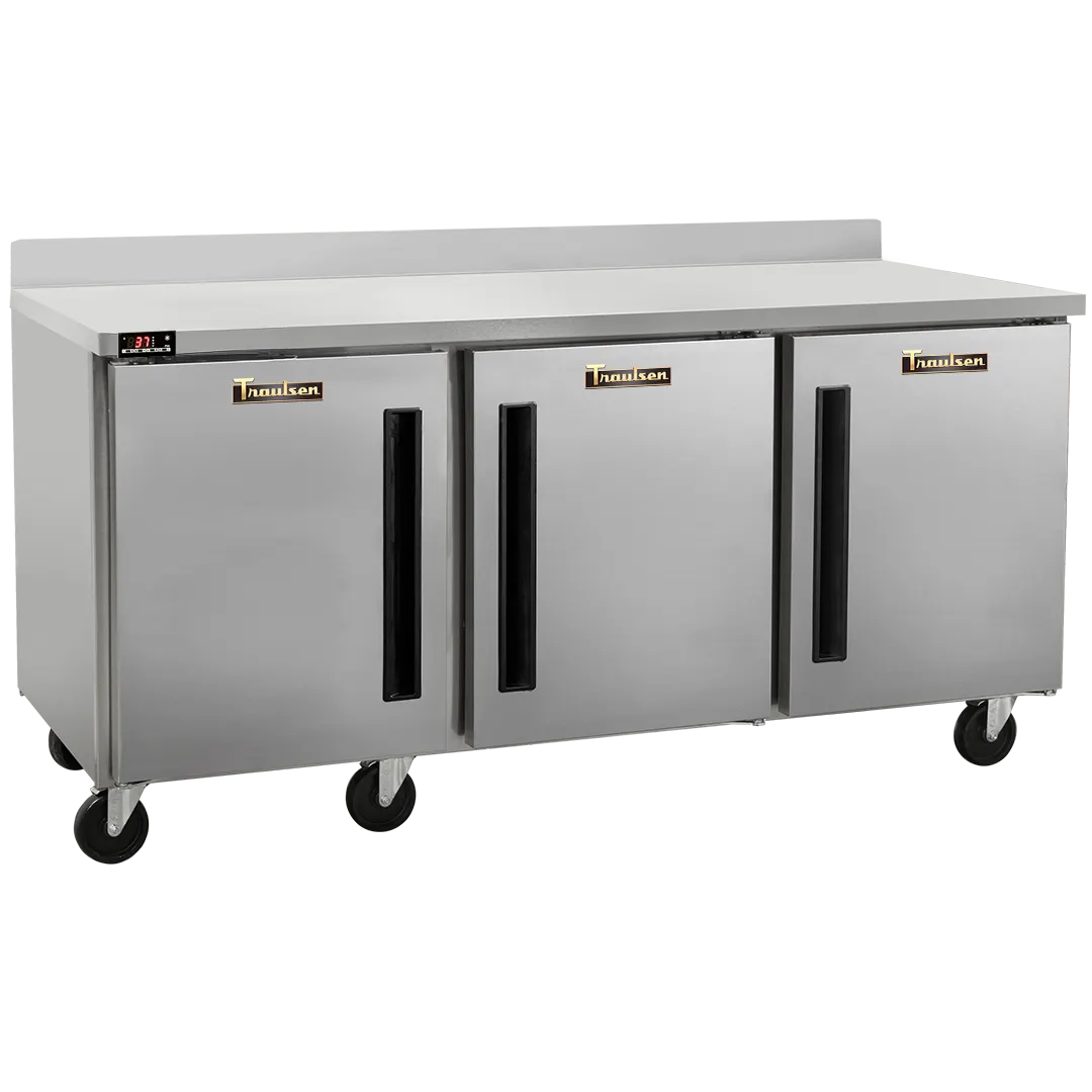 Traulsen CLUC-72R-SD-WTLRR-LK 72" 3-Section Worktop Refrigerator w/ 3 Doors, 18.8 cu. ft.