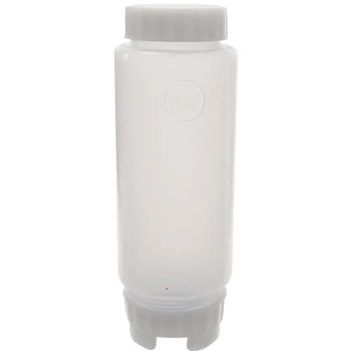 AllPoints 2801803 Beverage Bottle - 12 Fl Oz Clear Plastic with Blue Valve, NSF Certified, Cap, Label