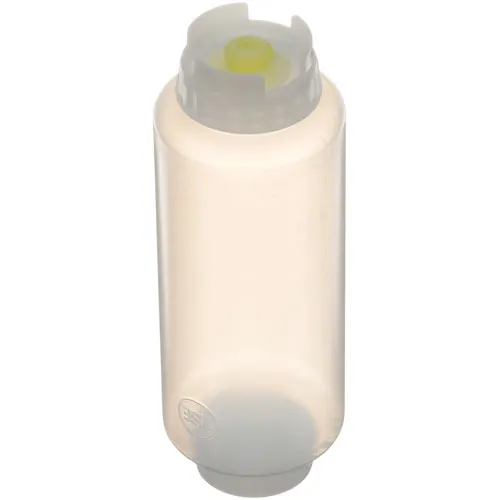 AllPoints 2801816 Beverage Bottle, 24 Fl Oz (709 mL) Clear Plastic with Yellow Valve, Cap - 1/Each