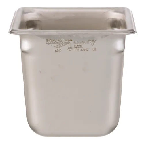 AllPoints 78327 Stainless Steel Steam Table Pan, 1/6 Size, 6" Deep, 2.7 Qt, Solid - 1/Each