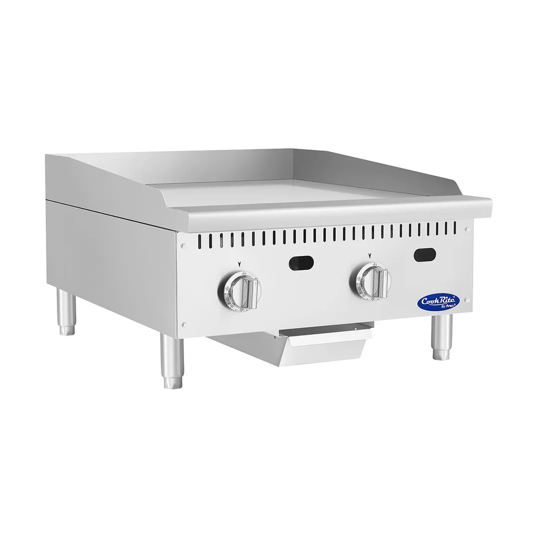 Atosa USA ATG-2424-C 24" Countertop Gas Griddle with 2 Burners & 1" Thick Chrome Plate - 60,000 BTU