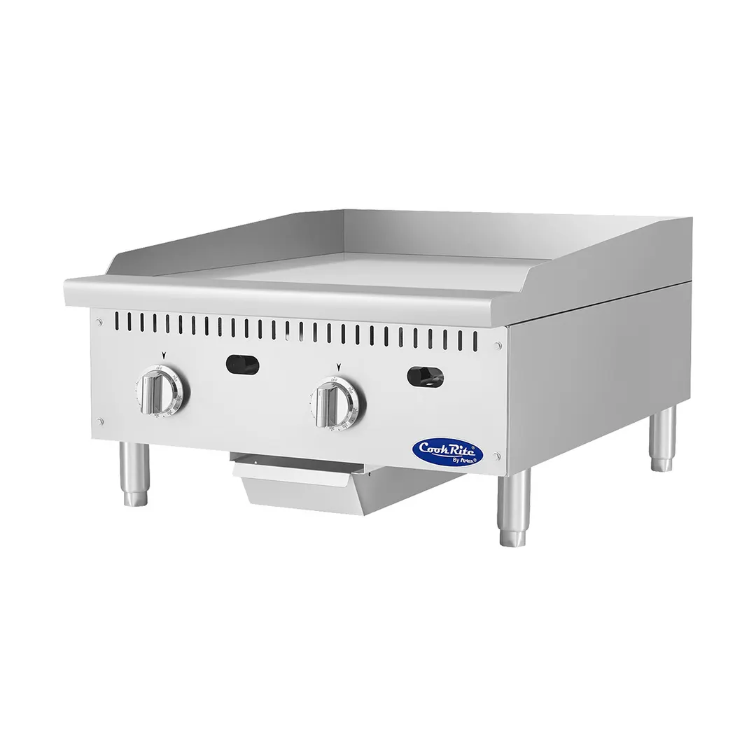 Atosa USA ATG-2424-C 24" Countertop Gas Griddle with 2 Burners & 1" Thick Chrome Plate - 60,000 BTU