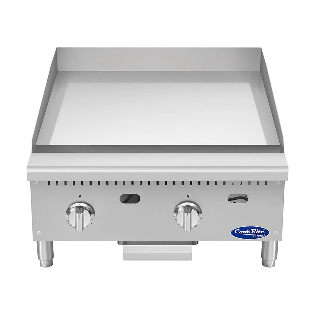 Atosa USA ATG-2424-C 24" Countertop Gas Griddle with 2 Burners & 1" Thick Chrome Plate - 60,000 BTU