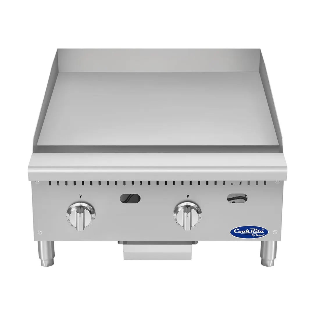 Atosa USA ATG-2424-S 24" Countertop Gas Griddle with 2 Burners & 1" Thick Steel Plate - 60,000 BTU