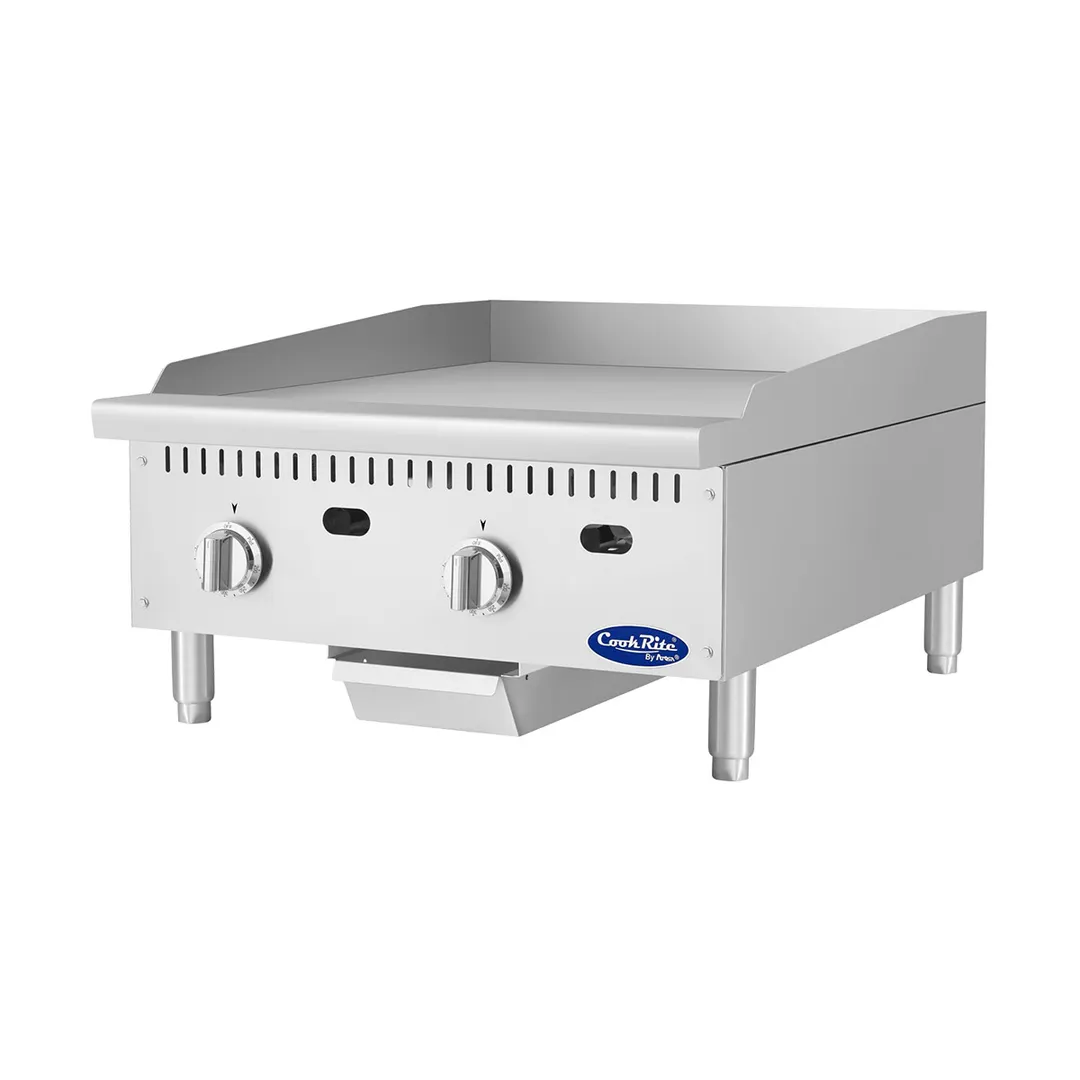 Atosa USA ATG-2424-S 24" Countertop Gas Griddle with 2 Burners & 1" Thick Steel Plate - 60,000 BTU