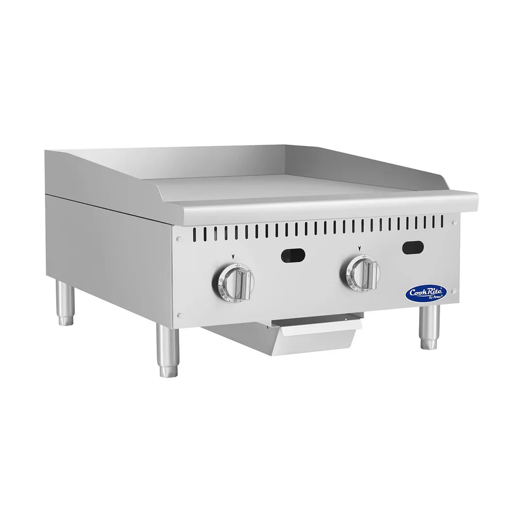 Atosa USA ATG-2424-S 24" Countertop Gas Griddle with 2 Burners & 1" Thick Steel Plate - 60,000 BTU