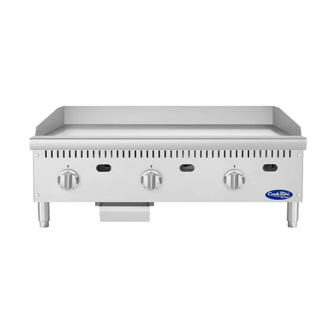 Atosa USA ATG-3624-C 36" Countertop Gas Griddle with 3 Burners & 1" Thick Chrome Plate - 90,000 BTU