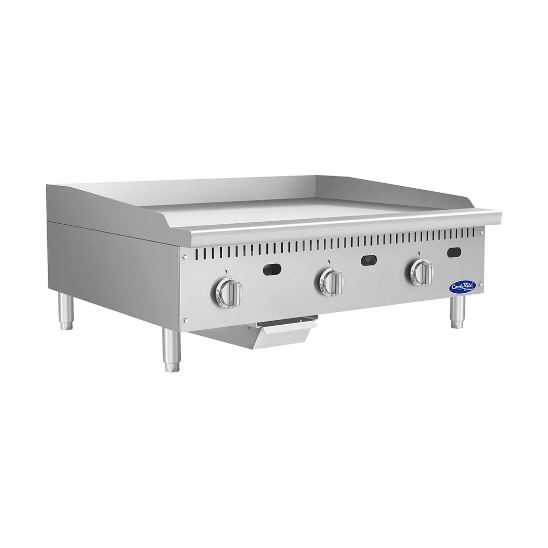 Atosa USA ATG-3624-C 36" Countertop Gas Griddle with 3 Burners & 1" Thick Chrome Plate - 90,000 BTU